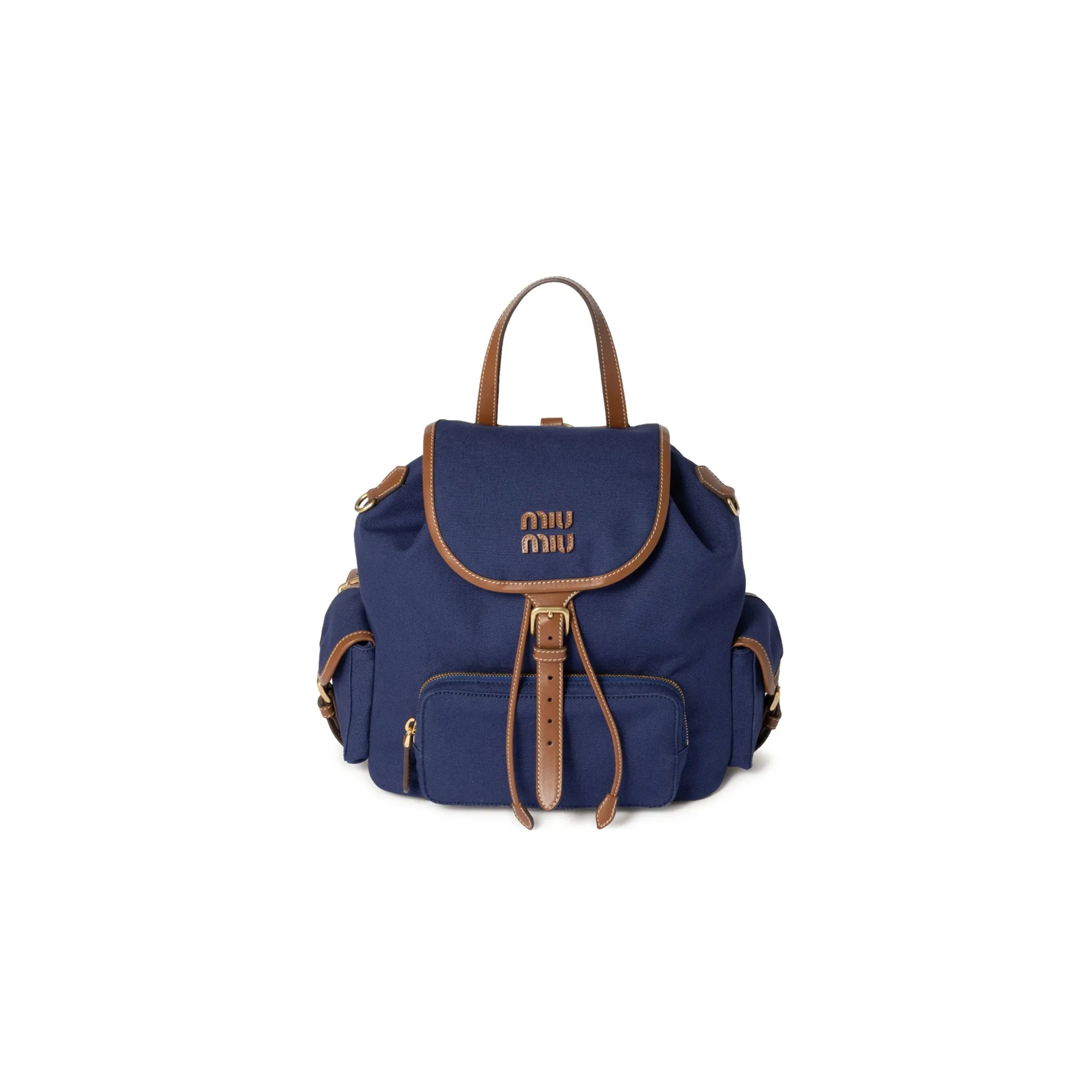 MIU MIU CANVAS AND LEATHER BACKPACK 5BZ042 (29.5*25*12.5cm)